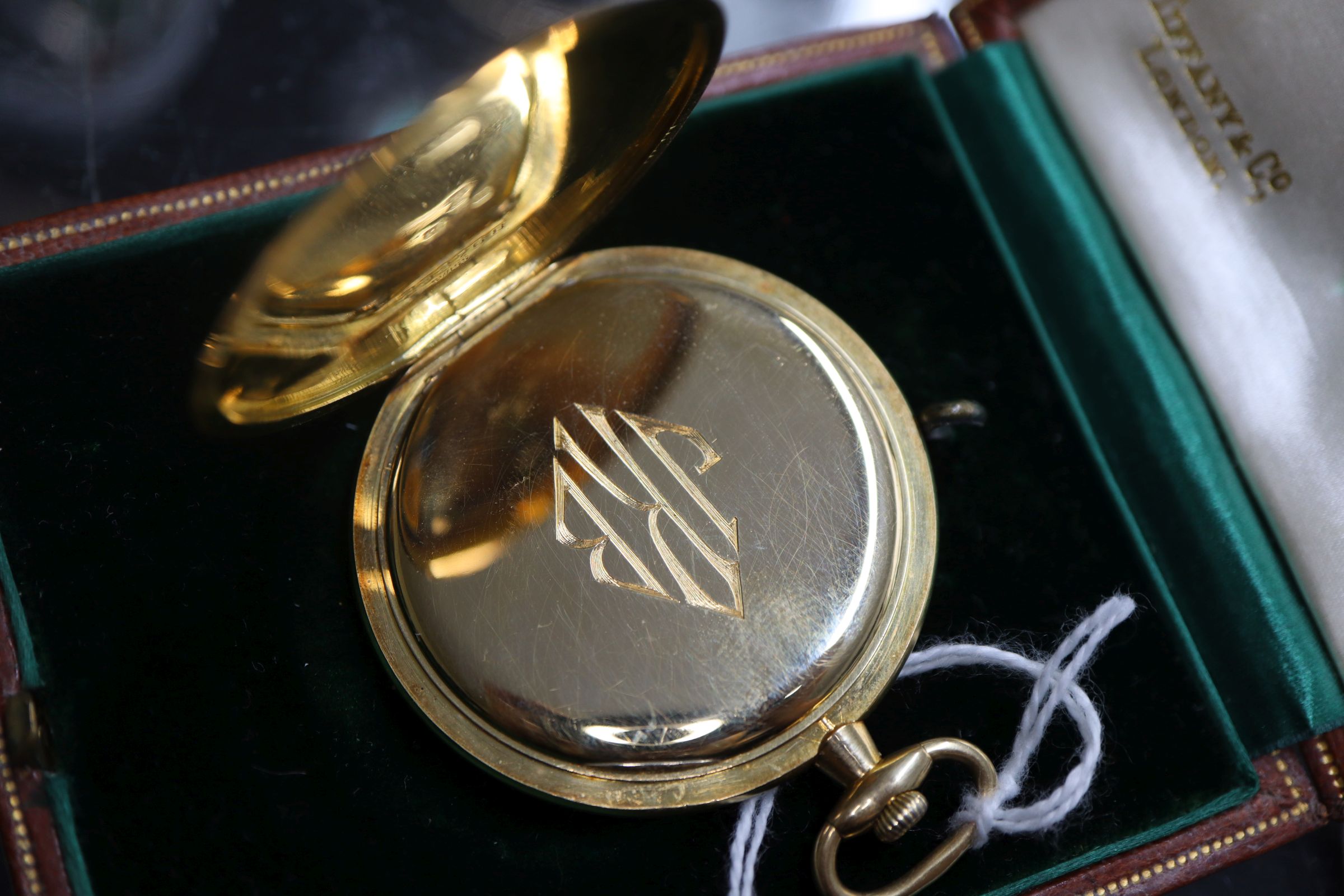 A Tiffany & Co 18ct gold-cased open face pocket watch having circular gilt Arabic dial with - Image 6 of 9