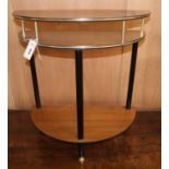 A 1970's demi-lune side table W.63cm