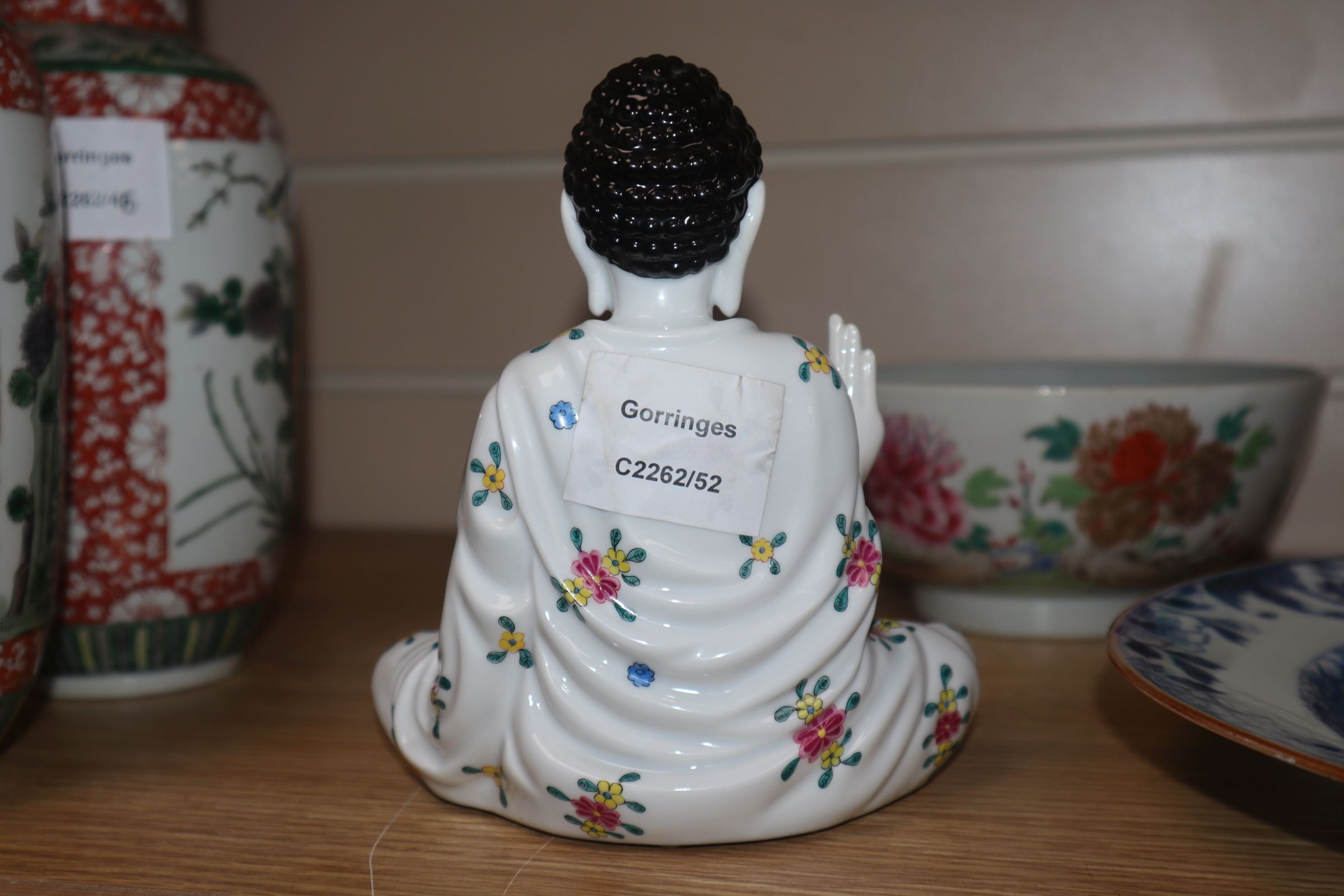 A Herend porcelain Buddha height 16.5cm - Image 3 of 4