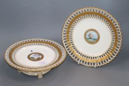 A Minton part dessert service, c.1900, each piece painted with Scottish views