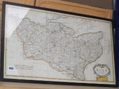 Robert Morden, coloured engraving, Map of Kent 1695, 37 x 64cm