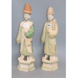 A pair of Chinese pottery figures height 50cm