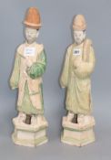 A pair of Chinese pottery figures height 50cm
