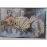 Three large framed and glazed coloured prints of youths, 85 x 54cm