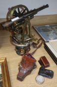 A 19th century brass theodolite and a Casella compass surveying instrument