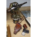A 19th century brass theodolite and a Casella compass surveying instrument