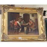 Continental School (20th century), a Dutch style scene of topers in a tavern, oil on board,
