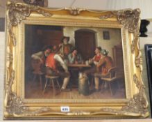 Continental School (20th century), a Dutch style scene of topers in a tavern, oil on board,