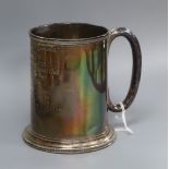 A late Victorian silver presentation mug with engraved inscription, William & John Barnard,