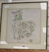John Andrews, coloured engraved Map of Westerham and Eaton Bridge Hundred, 38 x 38cm