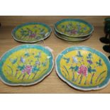 A set of five Chinese Straits yellow ground dishes
