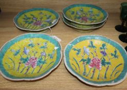 A set of five Chinese Straits yellow ground dishes