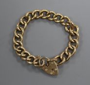 A heavy 9ct gold curb link bracelet, 41 grams.