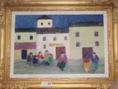 Balli Biaqu, oil on canvas, 'Osteria Grande', inscribed verso and dated 1990, 40 x 60cm