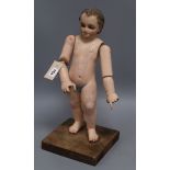 An early articulated artist's mannequin lay figure; with glass eyes, c.1860's, wooden mounted
