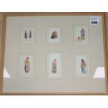 Helen Allingham R. W. S. (1848-1926), Six small figure studies, framed together, watercolour,