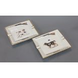 Hermes Paris. A pair of gun dog porcelain cigar ashtrays, 'water spaniel' and 'pack dog'