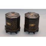 A pair of Japanese lacquered boxes and covers