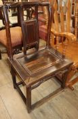 A Chinese Ming style hardwood side chair