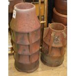 Two terracotta chimney pots largest H.74cm