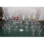 A part suite of air twist stemmed table glassware, including red and white wines, champagne