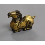 A Chinese bronze gilt bronze ram, possibly Song