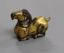 A Chinese bronze gilt bronze ram, possibly Song