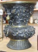 A large Japanese bronze vase, early 20th century, decorated with toads and snails height 44cm