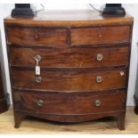 A George IV satinwood banded mahogany bowfront chest W.100cm