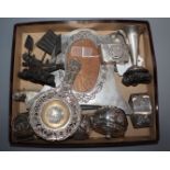 A Chinese white metal photograph frame by Zee Shun and ten other items of mainly Chinese white metal