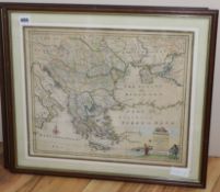 Emanuel Bowen, coloured engraving, A New and Accurate Map of Turky in Europe, 36 x 44cm