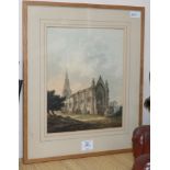 James Bourne (1773-1854), View of an Abbey with figures, signed, watercolour (possibly ex-Abbott &