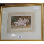 John Jessop Hardwick (1831-1917), watercolour, Still life of Apple Blossom, signed, 12 x 20cm