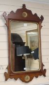 A George III style mahogany fret cut wall mirror H.106cm