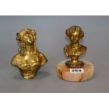 Two 19th century gilt bronze busts of ladies
