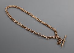 An Edwardian 9ct gold albert, approx. 38cm, 39 grams.