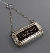 A George V silver and tortoiseshell mounted small purse, Henry Matthews, Birmingham, 1910, 94mm.