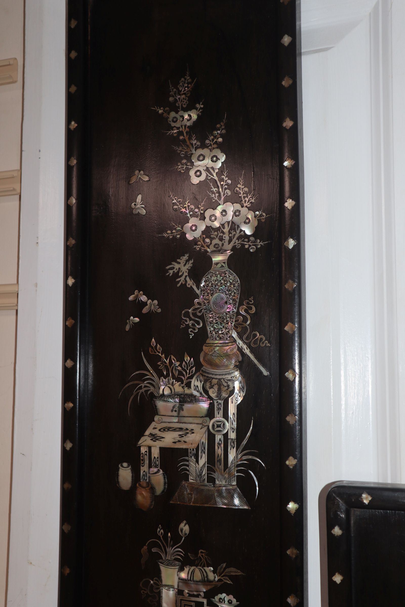 A pair of Chinese hongmu and mother of pearl inlaid panels, early 20th century Provenance - The - Image 3 of 7