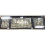 Three 18th century coloured engravings, Views of Versailles, largest 22 x 28cm