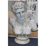 After the Antique. A white crackle glazed ceramic bust of a Roman