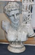 After the Antique. A white crackle glazed ceramic bust of a Roman