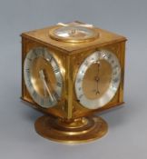 An Asprey gilt brass combination timepiece barometer, thermometer, compass