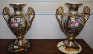 A pair of Sevres-style porcelain vases