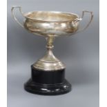 A George V silver two handled trophy cup, London, 1926, 15.2cm, 11 oz.