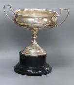 A George V silver two handled trophy cup, London, 1926, 15.2cm, 11 oz.