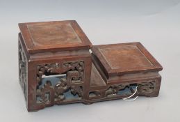 A Chinese hardwood scholar's curio stand height 14cm