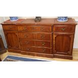 A reproduction 18th century design walnut breakfront sideboard W.184cm