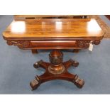 A William IV rosewood folding tea table W.92cm