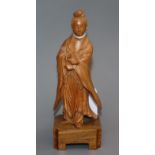 A Chinese boxwood figure of Guanyin