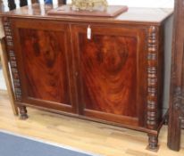 A Victorian mahogany side cabinet W.124cm